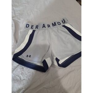 Under Armour Heat Gear Women SZ XS athletic shorts running workout gym gray blue